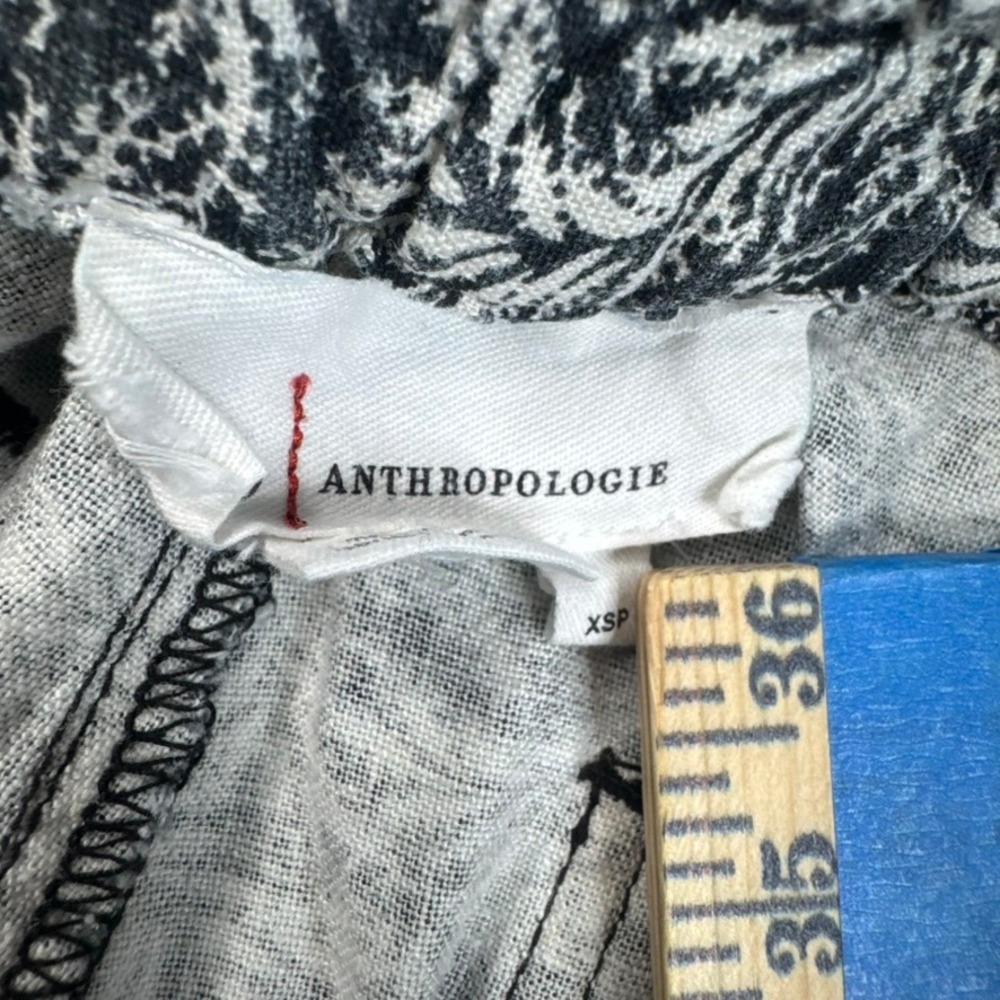 Anthropologie Rhys Utility Jogger Pants Women XSP Black White Linen Blend Floral - Picture 3 of 8